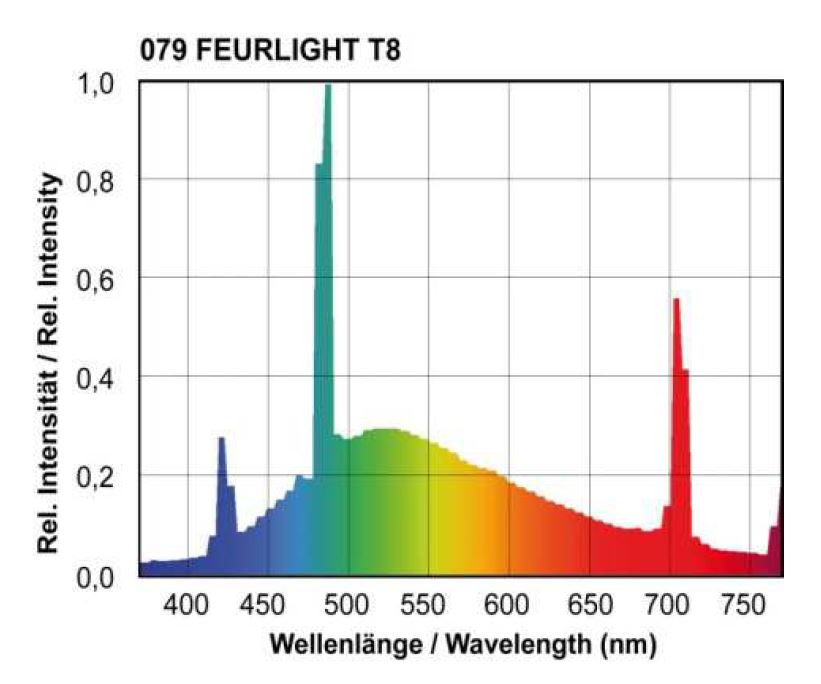 spectrum of an fluorescent lamp for plants by Narva